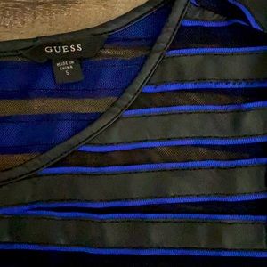 Black & Blue Striped Sheer Top